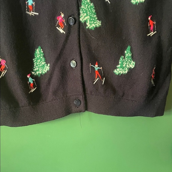 Talbots Womens P‎ Holiday Christmas Ski Sweater Cardigan Beaded & Embroidered - Picture 7 of 9